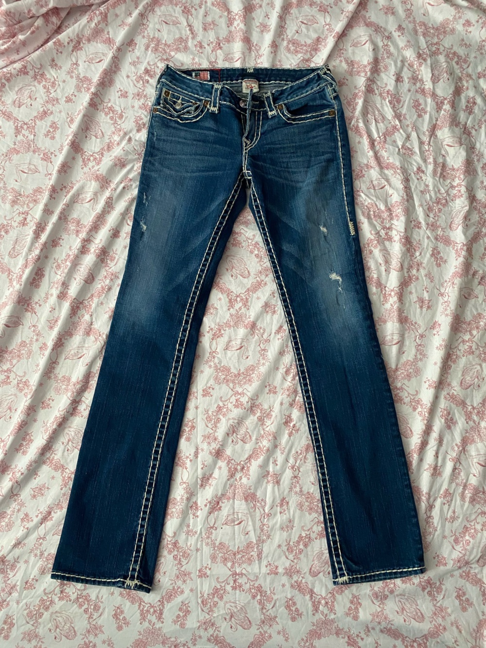 True Religion White Contrast Stitch Skinny Jeans